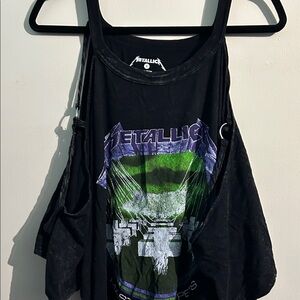 torrid Black Metallica Graphic Tank with Purple and Green Print